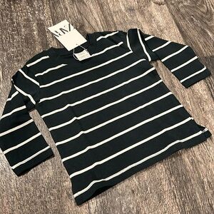 Zara boys t shirt long sleeve stripped green 9-12 months new cotton
